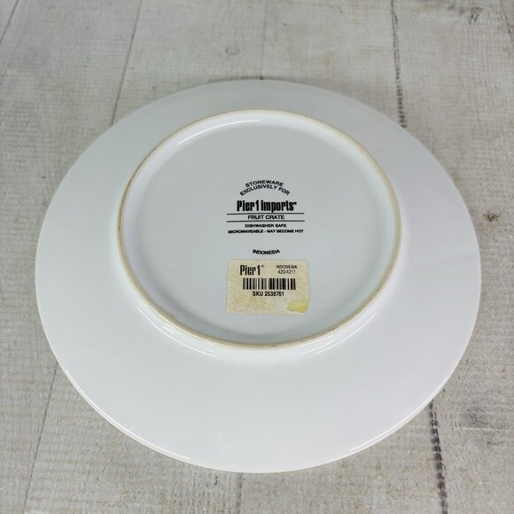 Pier 1 Phoenix Creative FRUIT CRATE Apple Pear Stoneware Salad Plates Set of 2 - Picture 3 of 11